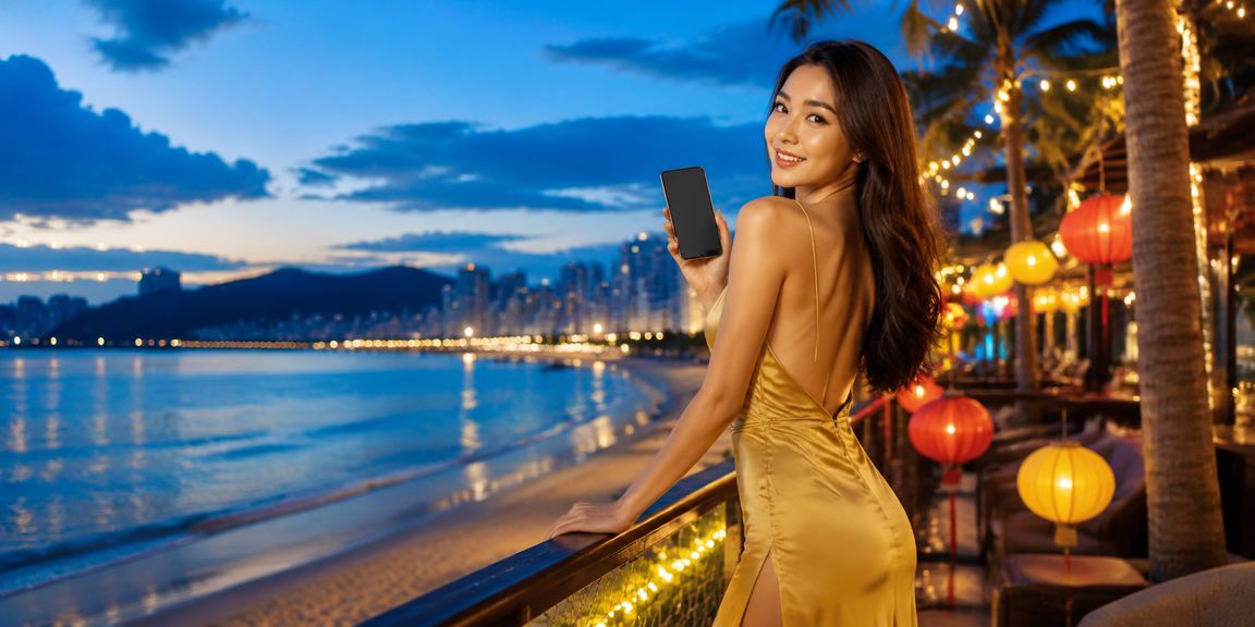 Người dùng Đà Nẵng chơi casino trên điện thoại tại bãi biển